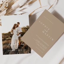 Elegant Modern Script Photo Classic Bröllop Invita