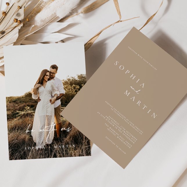 Elegant Modern Script Photo Classic Bröllop Invita Inbjudningar (Elegant Modern Script Photo Classic Wedding Invita Invitation)