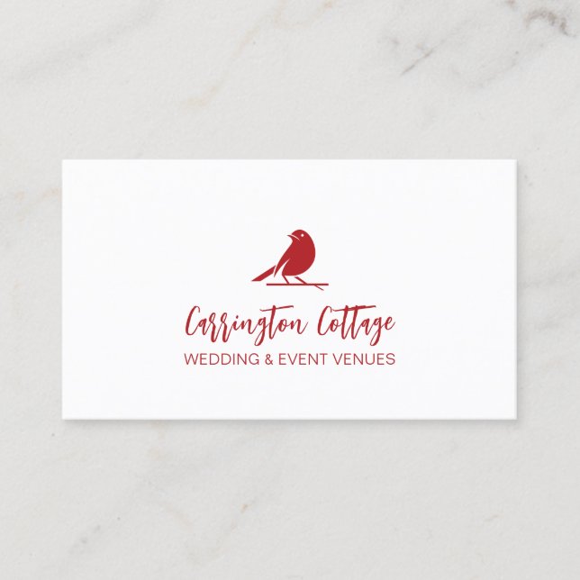 Elegant Modern Script Red Bird Logotyp. Visitkort (Framsida)