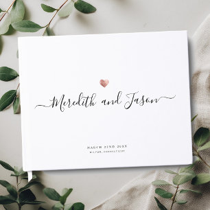 Elegant Modern Script Ro Guld Photo Bröllop Gästböcker