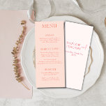 Elegant modern Script Rosa  bröllop-meny Meny<br><div class="desc">Fira din speciella dag med lite elegans och en antydan om romantik genom att använda vår Rosa Bröllop Flat Menu. Designad med noggrann uppmärksamhet på detaljer tillför den här menyn en sofistikerad bild till din bröllopsmottagning. Den mjuka, rosan skapar en charmerande och intim ambians och anger perfektens ton för firandet...</div>
