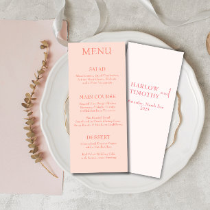 Elegant modern Script Rosa  bröllop-meny Meny