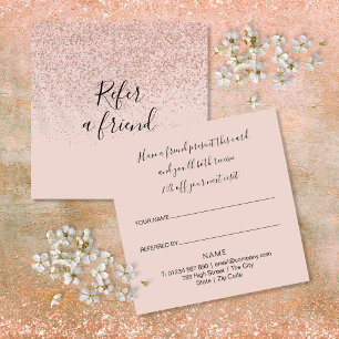 Elegant Modern Script Rose Gold Glitter Kund Rabattkort