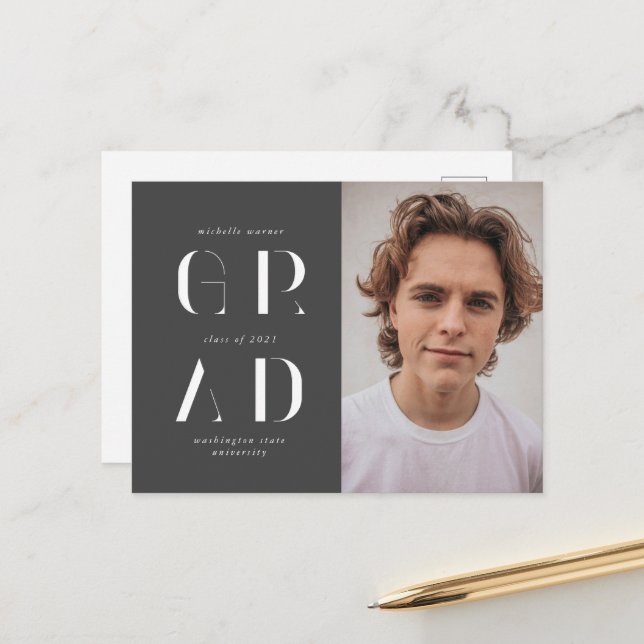 Elegant Modern Script Studenten-meddelande Vykort (Fram/Back In Situ)