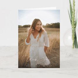 Elegant Modern Script Studenten Photo Tack Kort