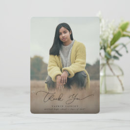 Elegant Modern Script Studenten Photo Tack Kort