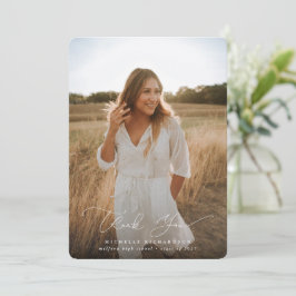 Elegant Modern Script Studenten Photo Tack Kort