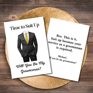 elegant modern script tuxedo groomsman frieri inbjudningar