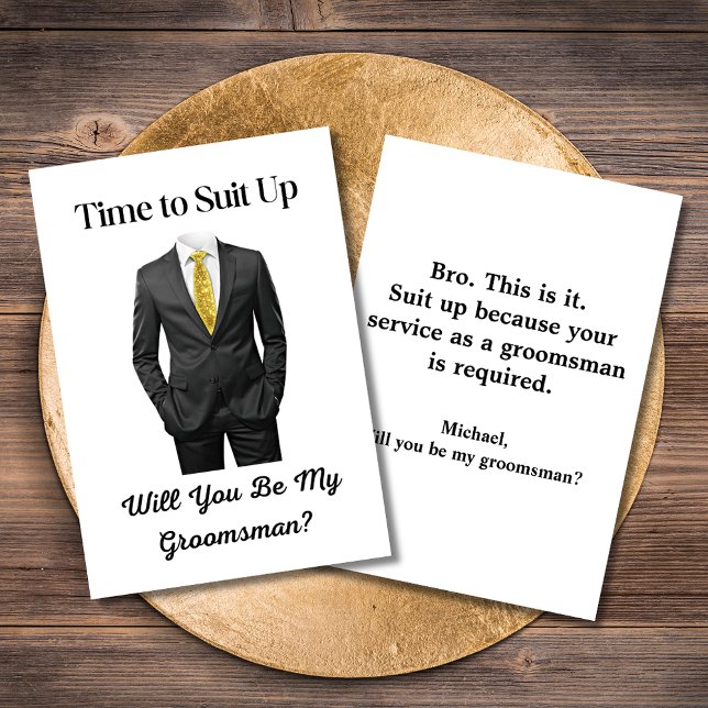 elegant modern script tuxedo groomsman frieri inbjudningar (Skapare uppladdad)