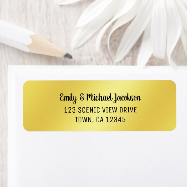 Elegant Modern Shimmering Golden Label for Couples Returadress Etikett (Insitu)