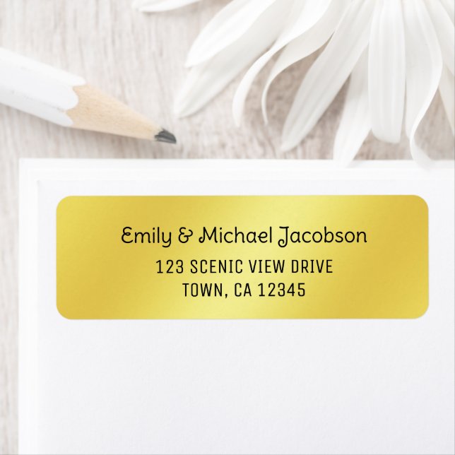 Elegant Modern Shimmering Golden Label for Couples Returadress Etikett (Insitu)