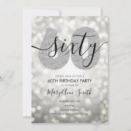Elegant Modern Silver 60:e Födelsedagsfesten Inbjudningar