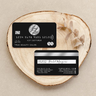 Elegant Modern Silver Black Kredit Card Logotyp Visitkort