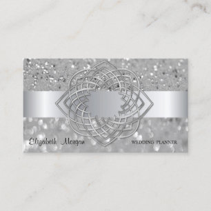 Elegant Modern, Silver Glitter Bokeh Visitkort