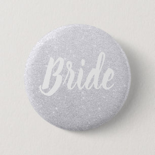 Elegant modern silver glitter brud bröllop knapp