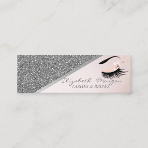 Elegant Modern Silver Glitter, Falsa Ögonfransar Mini Visitkort