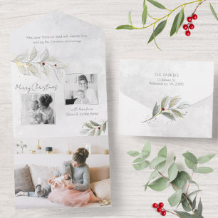 Elegant Modern Silver Juldag Blommigt 2-foto