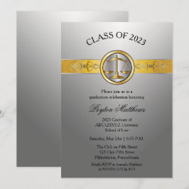 Elegant Modern Silver Juristexamen Inbjudningar