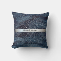 Elegant modern silver mandala-rand navyblå
