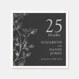 Elegant modern silverblommig 25-årsjubileum för br pappersservett
