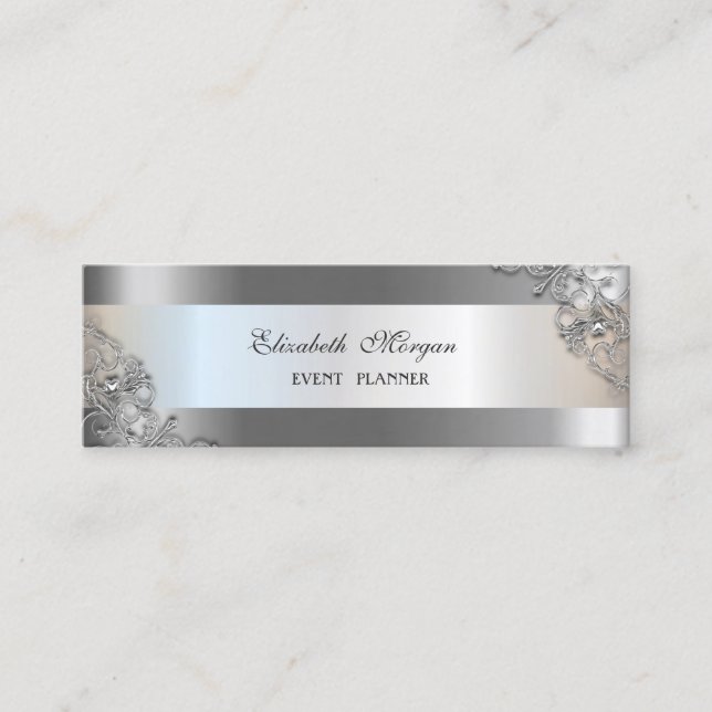 Elegant Modern, Silverrandig, Ram Mini Visitkort (Framsida)
