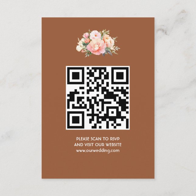 Elegant Modern Simple Boho Bröllop QR Code OSA Tilläggskort (Baksida)