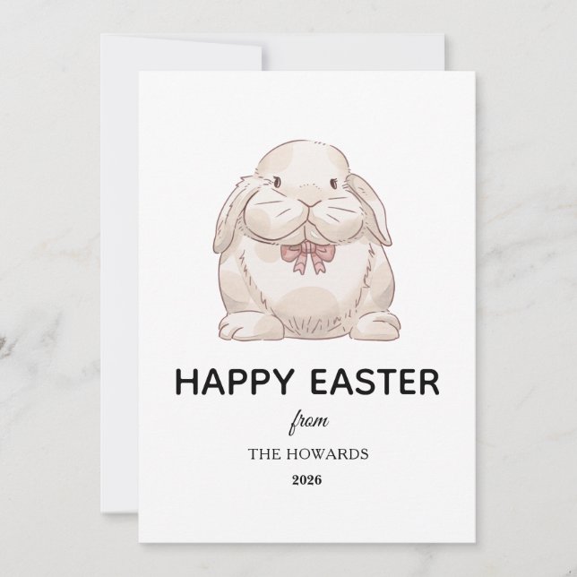 Elegant Modern Simple Bunny Happy Easter Photo Julkort (Framsida)