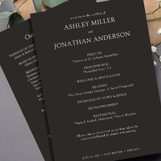 Elegant Modern Simple Inslag Bröllop Program (Skapare uppladdad)