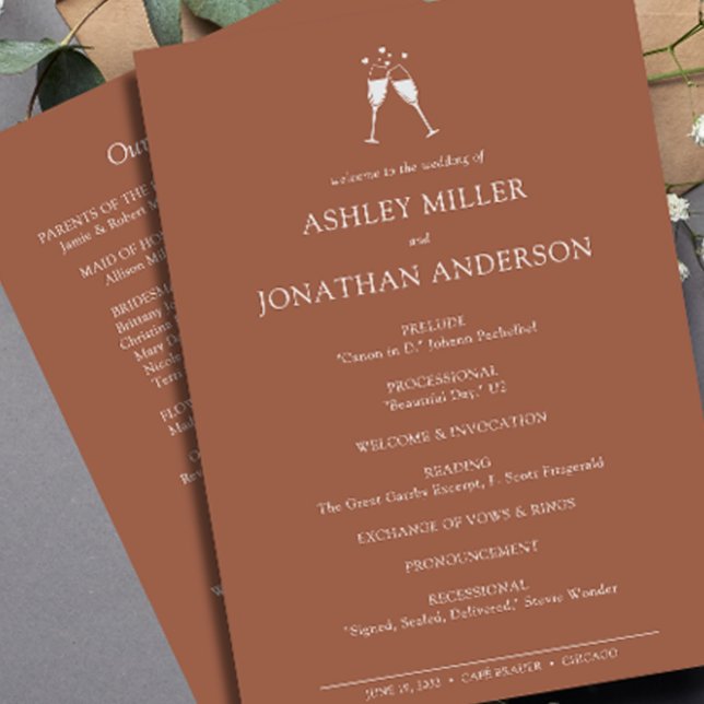 Elegant Modern Simple Inslag Bröllop Program (Skapare uppladdad)