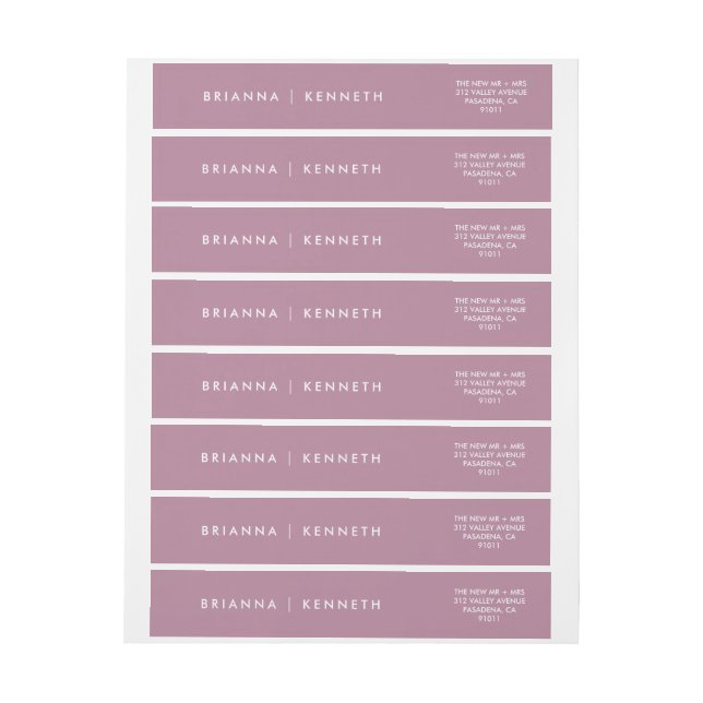 Elegant Modern Simple Mauve Bröllop Etikettband (Ark)