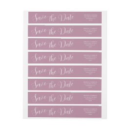 Elegant Modern Simple Mauve Bröllop spara datum Etikettband