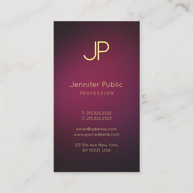 Elegant Modern Simple Monogram Professionell Vin Visitkort (Framsida)