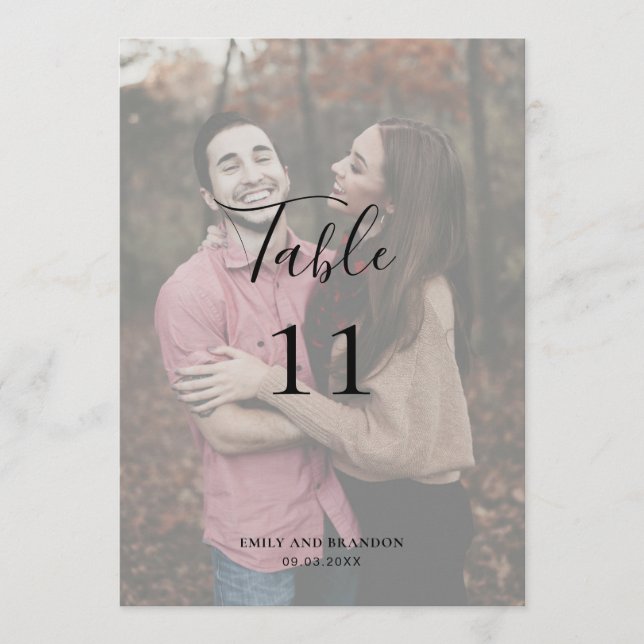 Elegant Modern Simple Photo Bröllop Bordsnummer (Framsida)