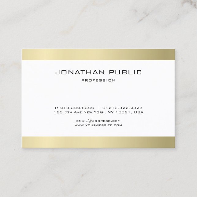 Elegant Modern Simple Plain Guld Se Trendiget Luxe Visitkort (Framsida)