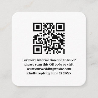 Elegant Modern Simple White Bröllop QR Code OSA Tilläggskort