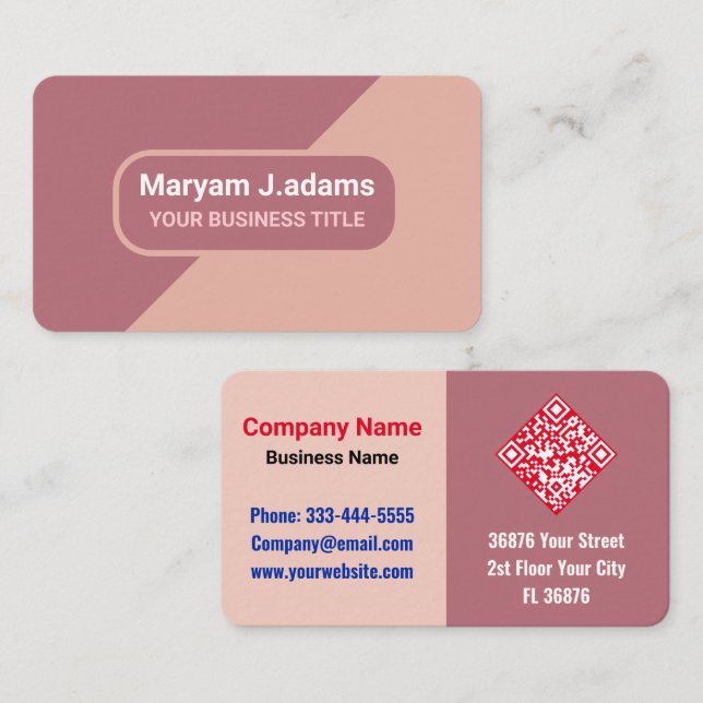 Elegant Modern (skanna QR-kod) Ro Guld Visitkort (Fram/baksida)