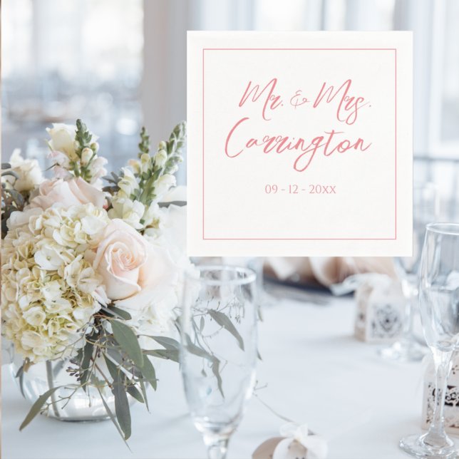 Elegant Modern skrift, fru Rosa Bröllop Pappersservett (Skapare uppladdad)