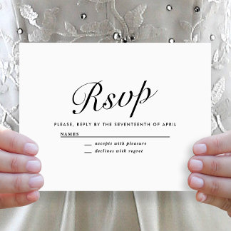 Elegant Modern Skrift Svart + Vit Bröllops RSVP Julkort