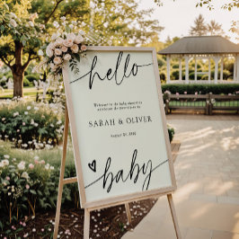 Elegant modern skript baby shower välkomstskylt poster