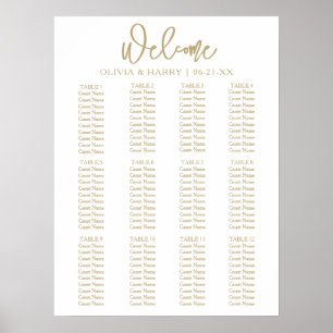 Elegant modern skript Enkel bröllops sittplatskart Poster