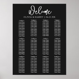 Elegant Modern skript - enkelt sittdiagram för Brö Poster