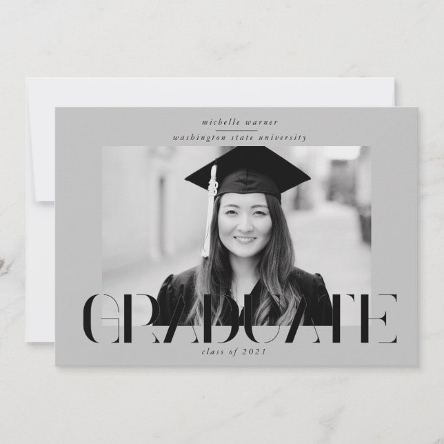 elegant modern skript examensannonsering inbjudningar (Framsida)