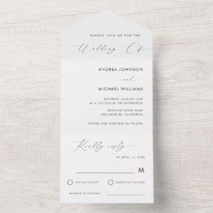 Elegant Modern skript - minimalistisk vit Bröllop