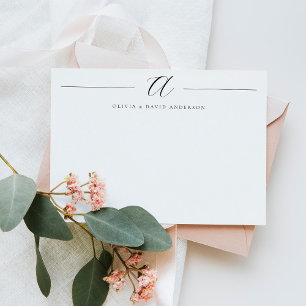 Elegant Modern skript, monogrammat par Anteckningskort