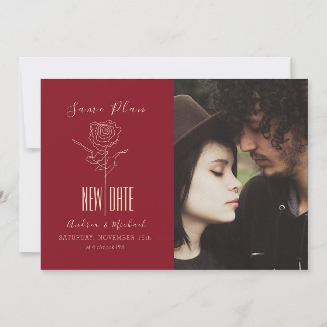 Elegant Modern skript uppskjuten Bröllop Spara Datumet (Framsida)