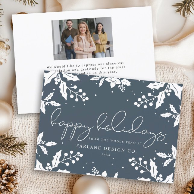 Elegant Modern skriptfel Photo Logotyp Lycklig  Julkort (Skapare uppladdad)