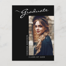 Elegant Modern skriptfoto | Grad Announcement Vykort