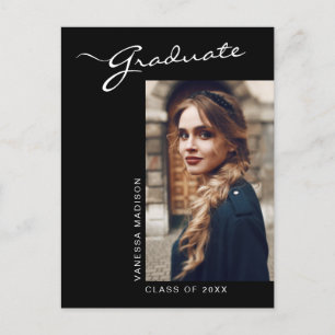 Elegant Modern skriptfoto Grad Announcement Vykort