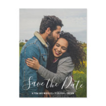 Elegant modern skrivstil Foto Bröllop Spara datum