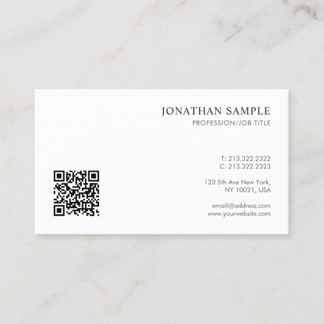 Elegant Modern Sleek Design Template QR-kod Visitkort (Framsida)